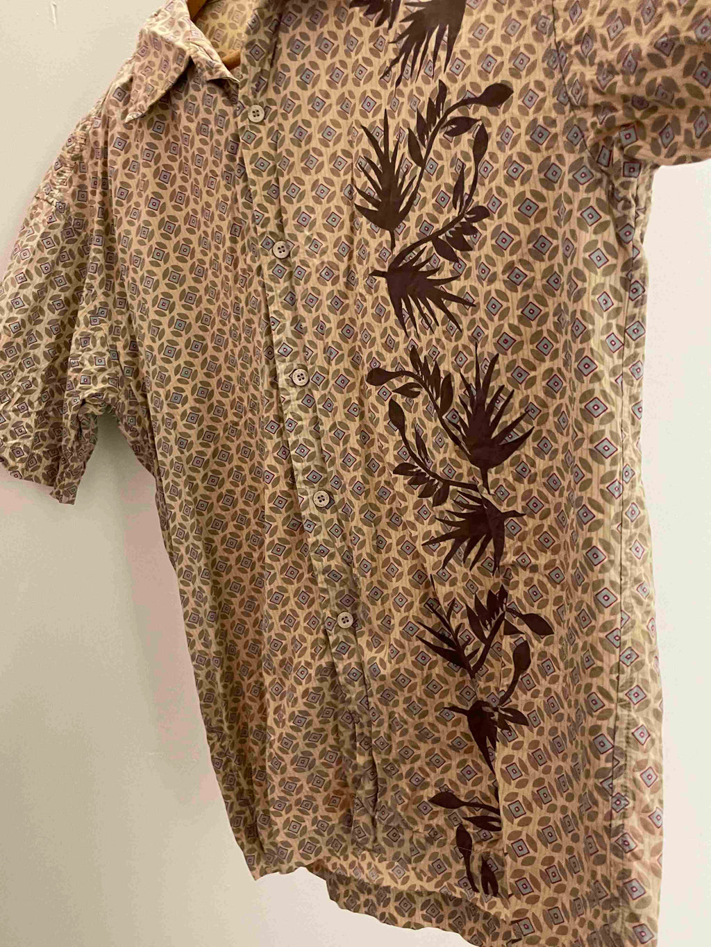Vintage brown printed pattern small shirt
