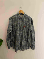 Vintage john hair blue abstract pattern shirt size S