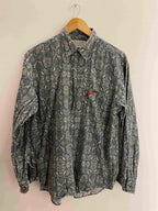Vintage john hair blue abstract pattern shirt size S