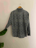 Vintage john hair blue abstract pattern shirt size S