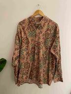 Vintage a la folie peach floral pattern medium long sleeve shirt