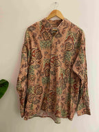 Vintage a la folie peach floral pattern medium long sleeve shirt