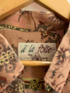 Vintage a la folie peach floral pattern medium long sleeve shirt