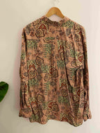 Vintage a la folie peach floral pattern medium long sleeve shirt