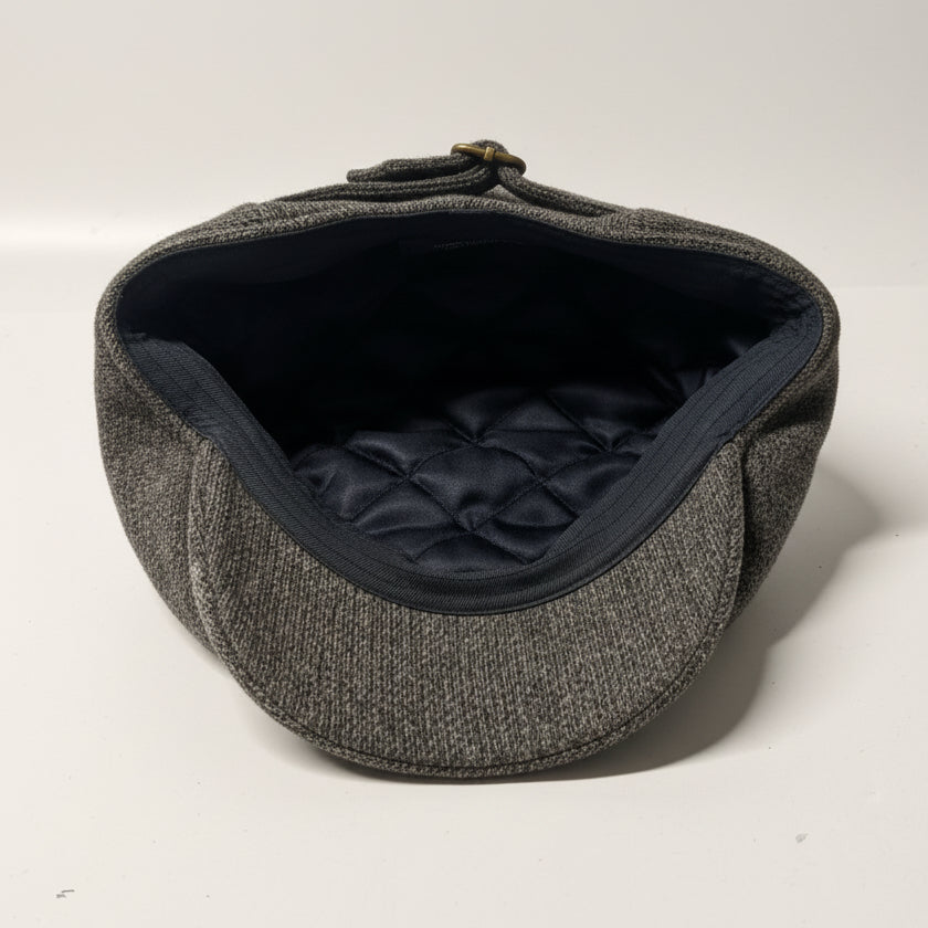 vintage men Yorkshire Tweed moon 80's grey newsboy cap SKU 7274
