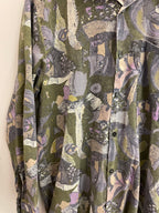 Vintage multi abstract pattern festive mens long sleeve shirt size M