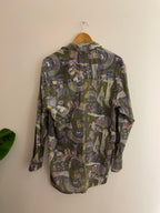 Vintage multi abstract pattern festive mens long sleeve shirt size M