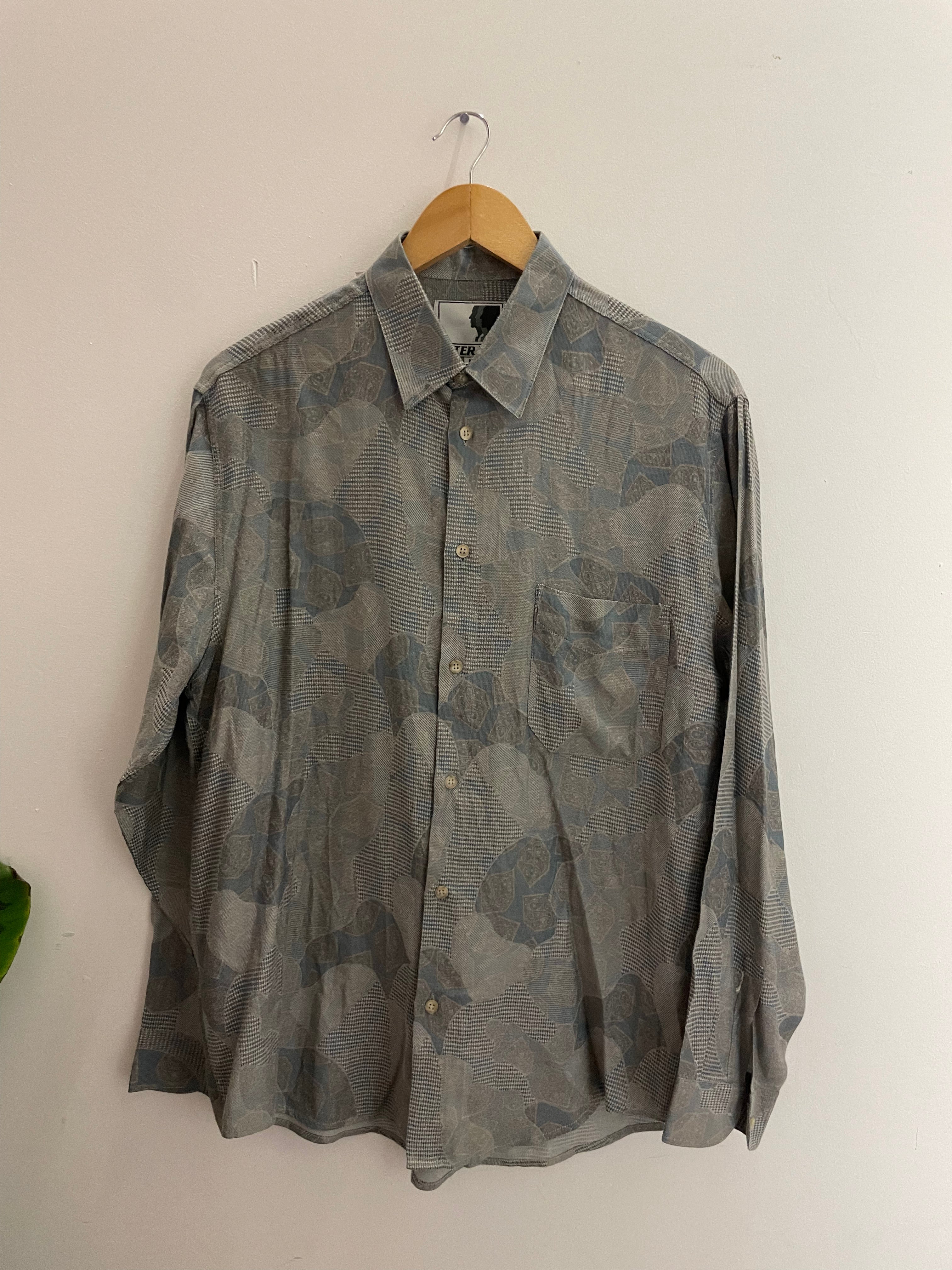 Vintage Alter ego grey abstract pattern shirt size M