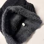 Classic Black Ribbed Beanie with faux fur SKU 7279