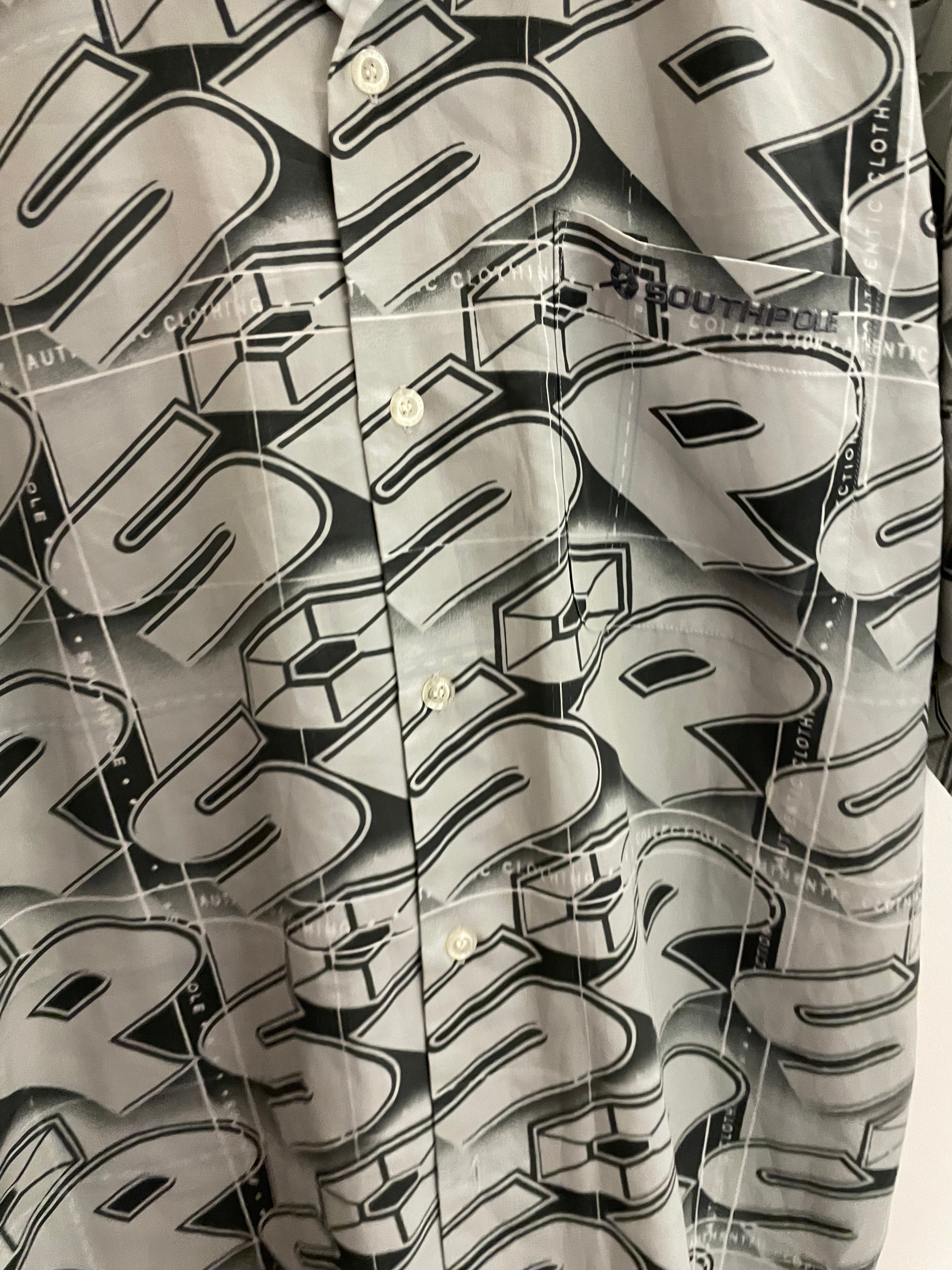 Vintage southpole grey printed pattern medium mens shirt