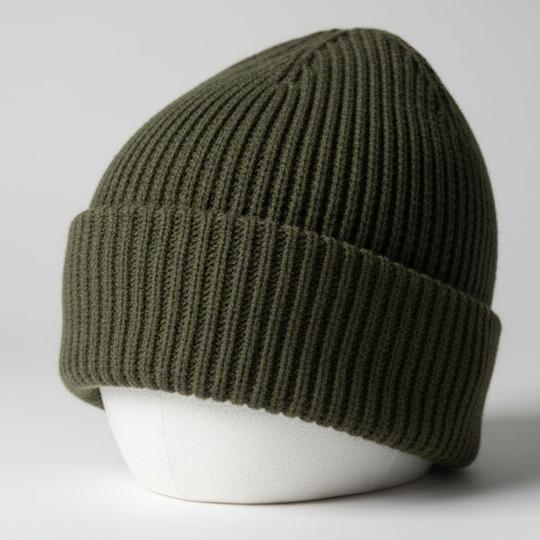 Green Ribbed Beanie SKU 7284