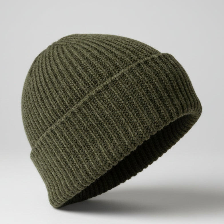 Green Ribbed Beanie SKU 7284