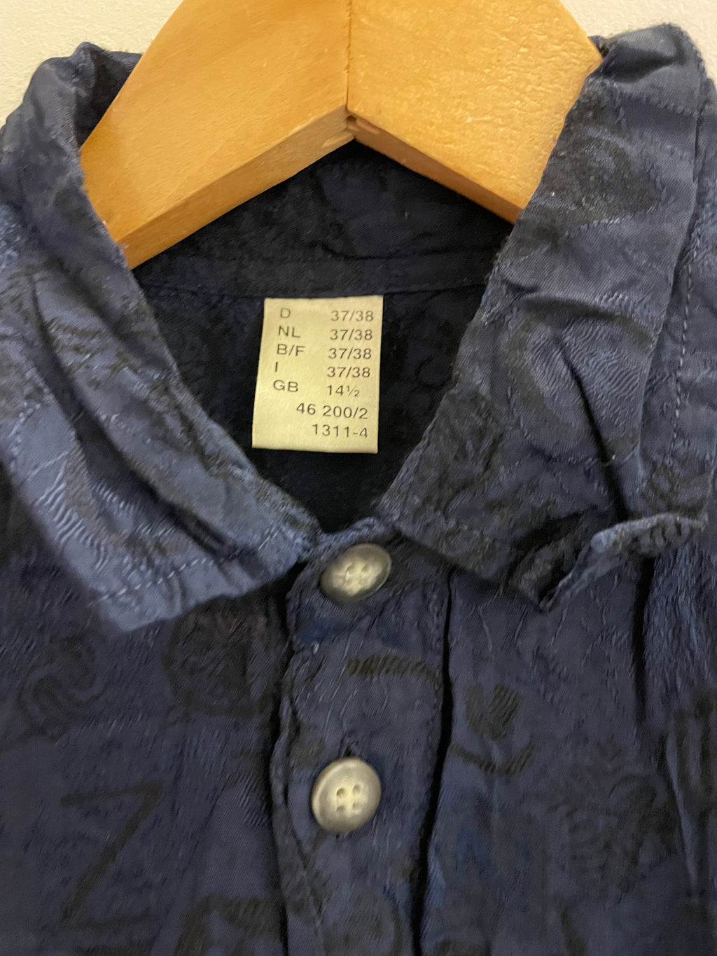 Vintage blue printed pattern mens long sleeve shirt size M
