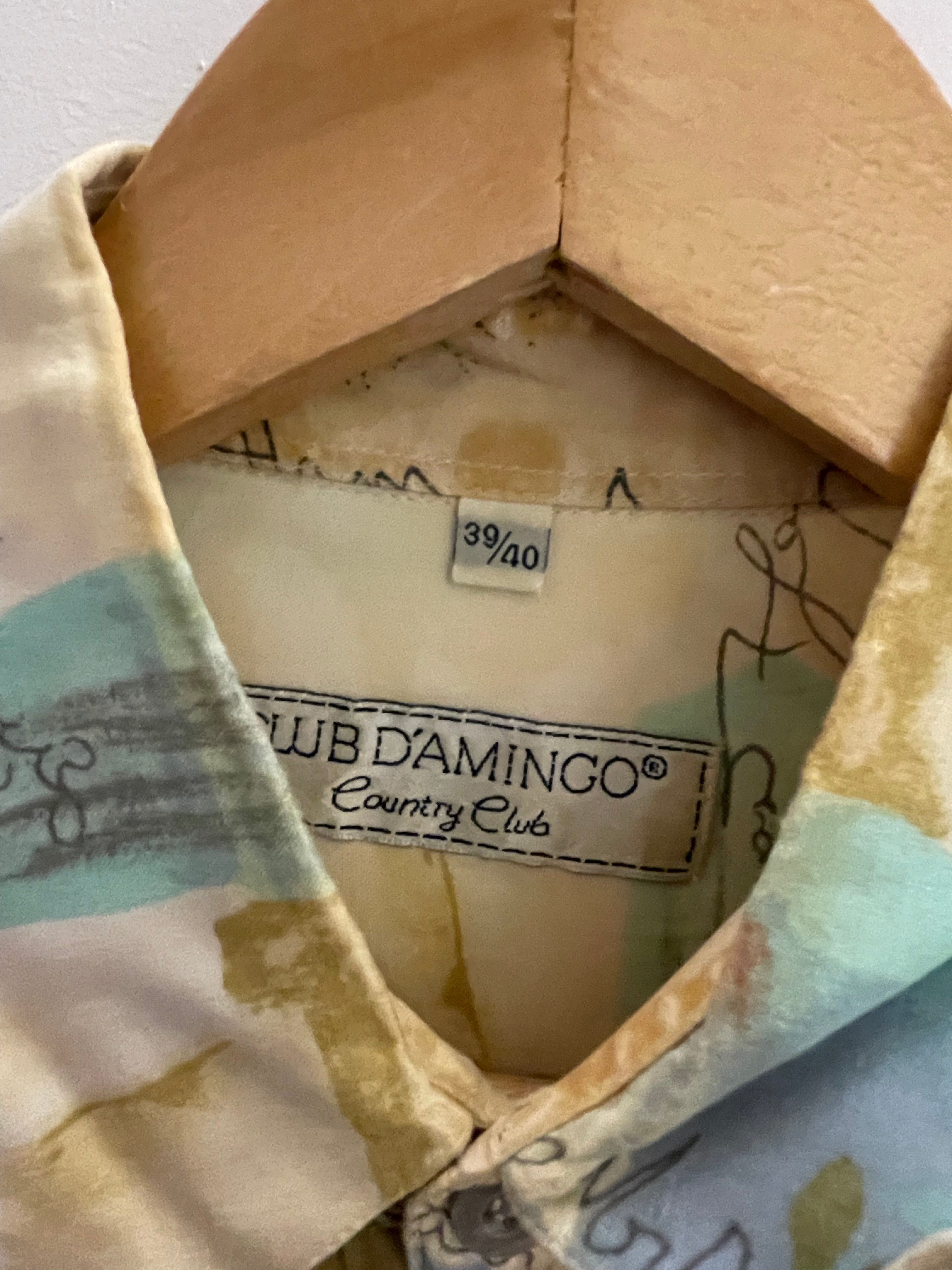 Vintage club d'amingo cream long sleeve abstract pattern shirt size M