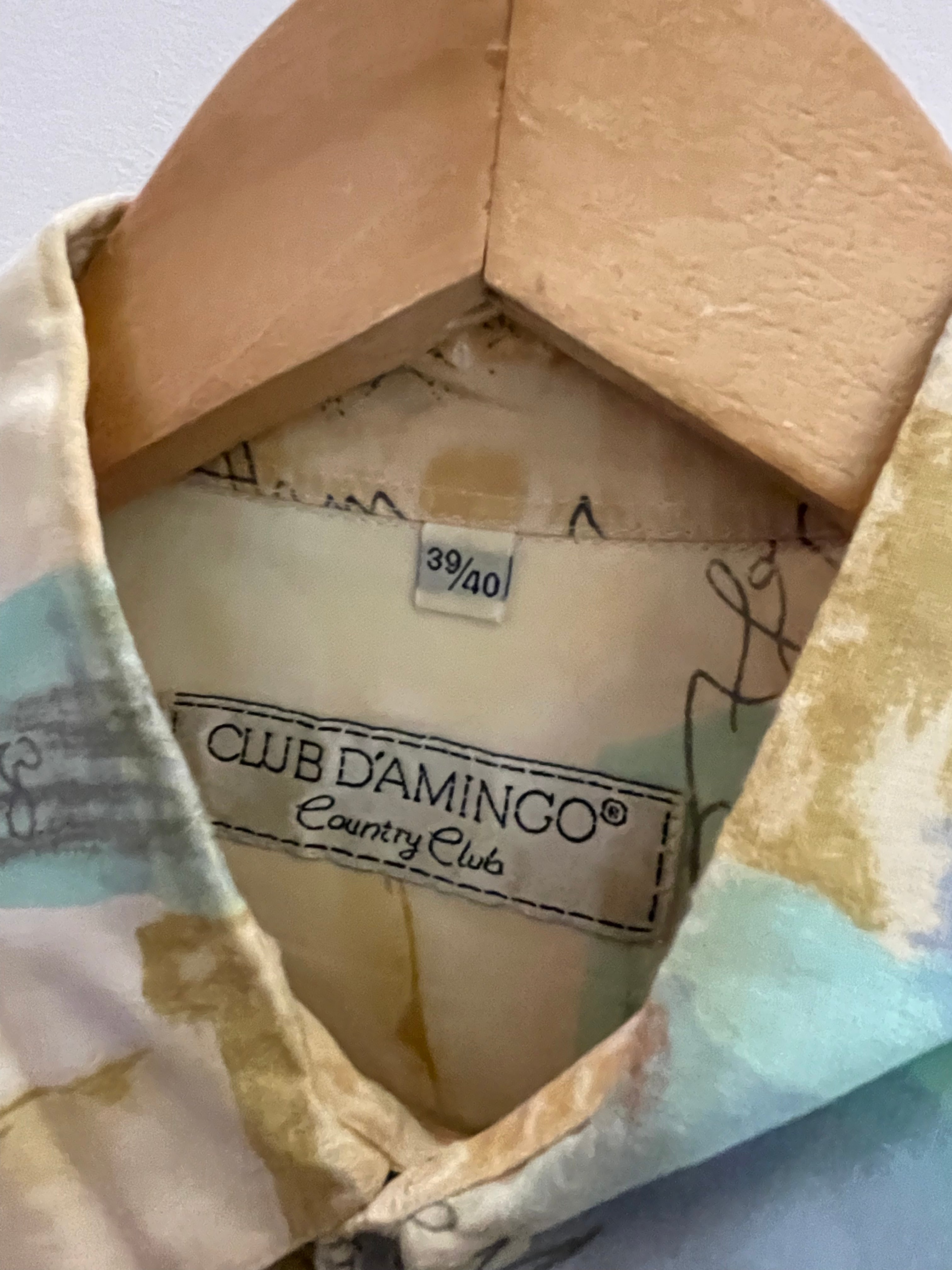 Vintage club d'amingo cream long sleeve abstract pattern shirt size M