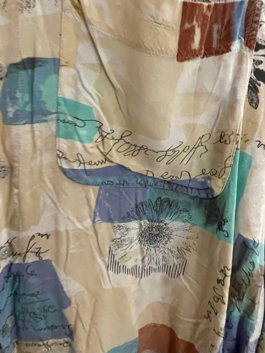 Vintage club d'amingo cream long sleeve abstract pattern shirt size M
