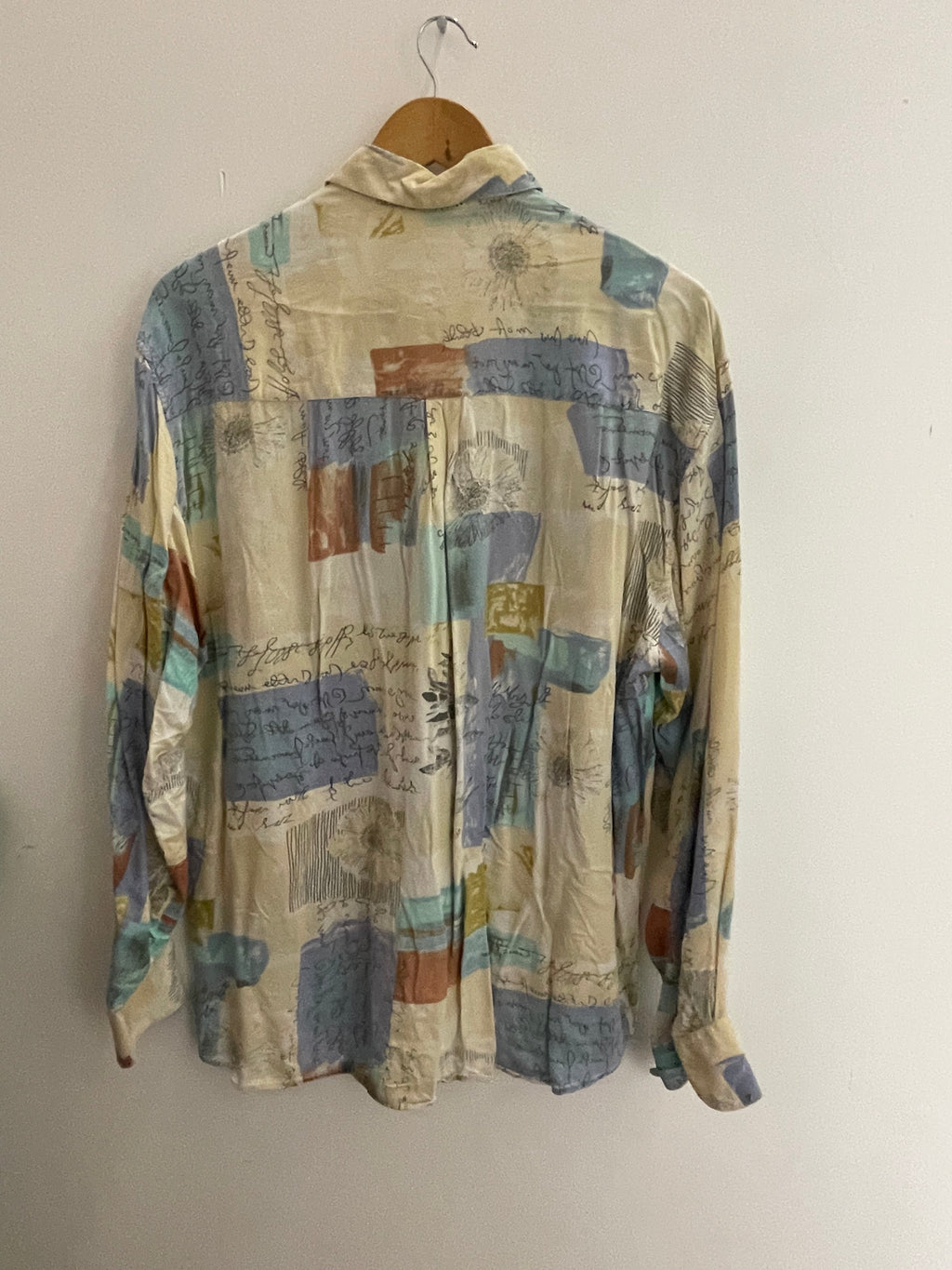 Vintage club d'amingo cream long sleeve abstract pattern shirt size M
