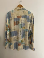 Vintage club d'amingo cream long sleeve abstract pattern shirt size M