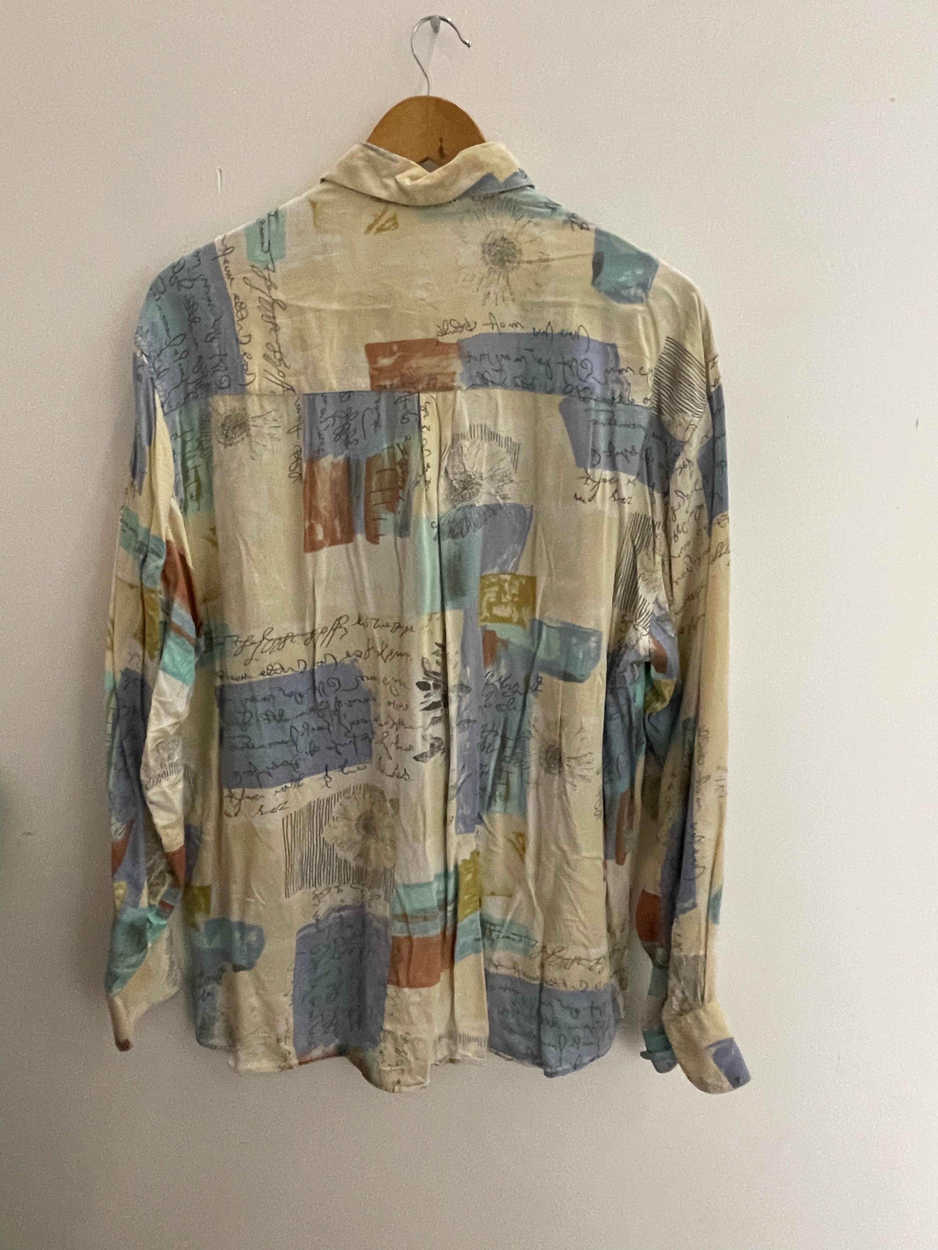 Vintage club d'amingo cream long sleeve abstract pattern shirt size M