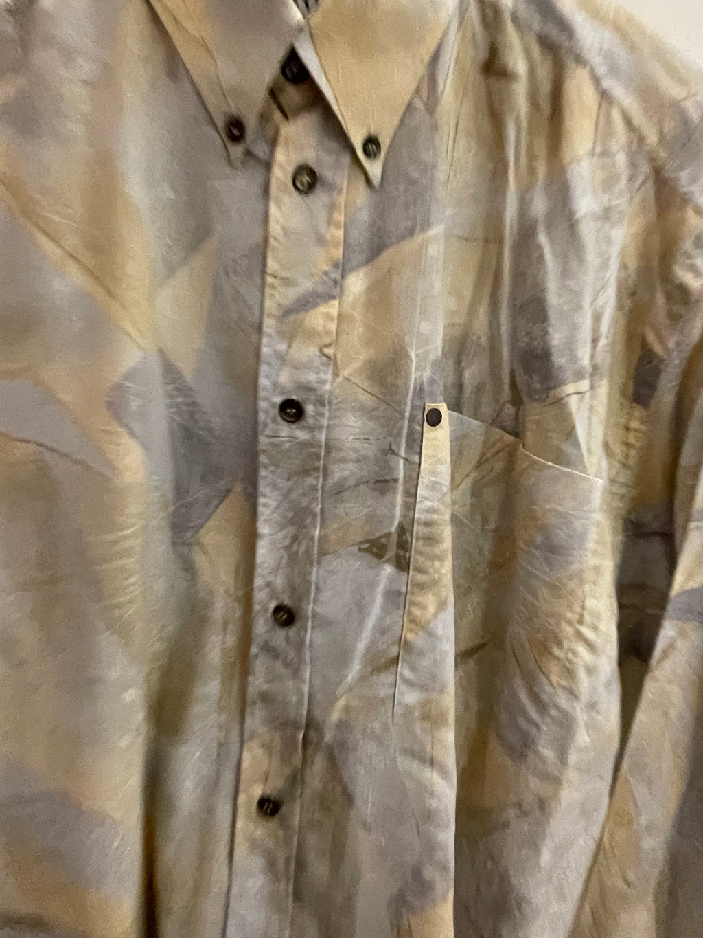 Vintage laurent carrer paris cream abstract pattern mens medium shirt