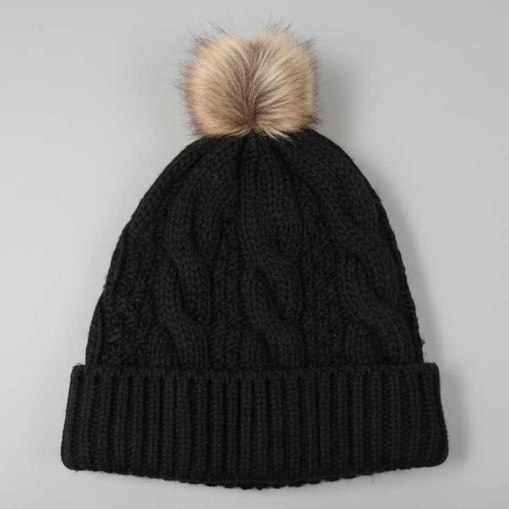 Black Abey tradition Chunky Knit Beanie SKU 7290
