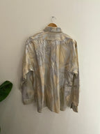 Vintage laurent carrer paris cream abstract pattern mens medium shirt