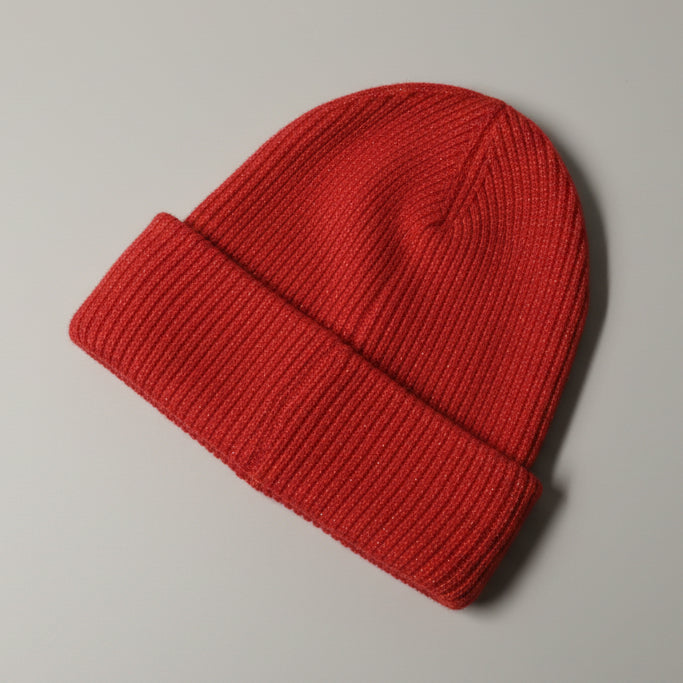 Classic Red Ribbed Beanie SKU 7291
