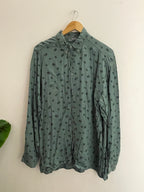 Vintage camateu green printed pattern mens mediium shirt
