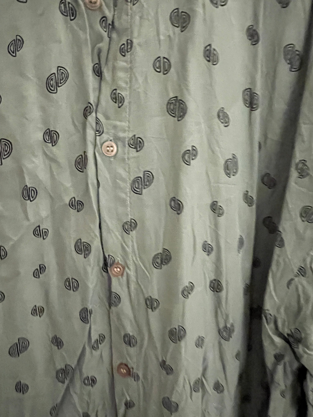Vintage camateu green printed pattern mens mediium shirt