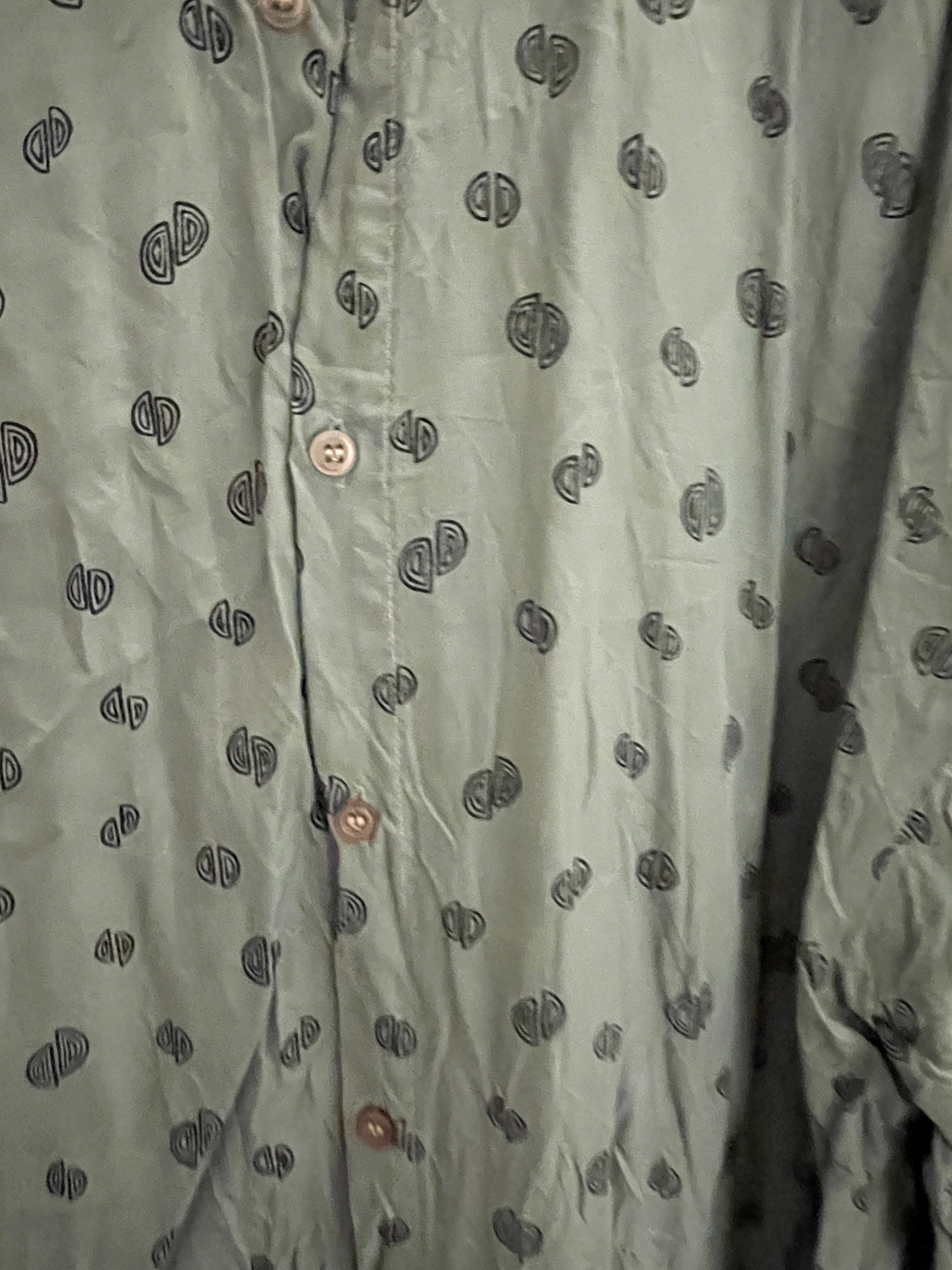 Vintage camateu green printed pattern mens mediium shirt