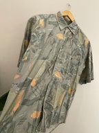 Vintage kampo grey abstract mens medium short sleeve shirt