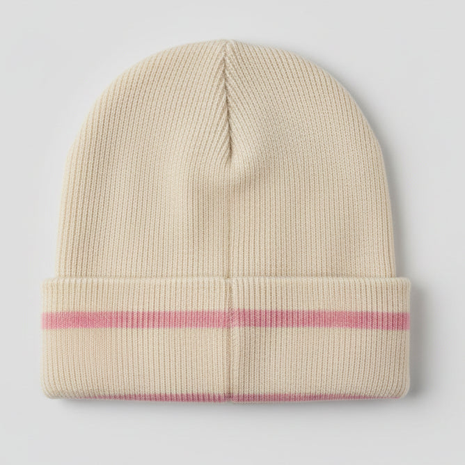 Adidas unisex Cream Ribbed Knit Pom-Pom Beanie SKU 7296
