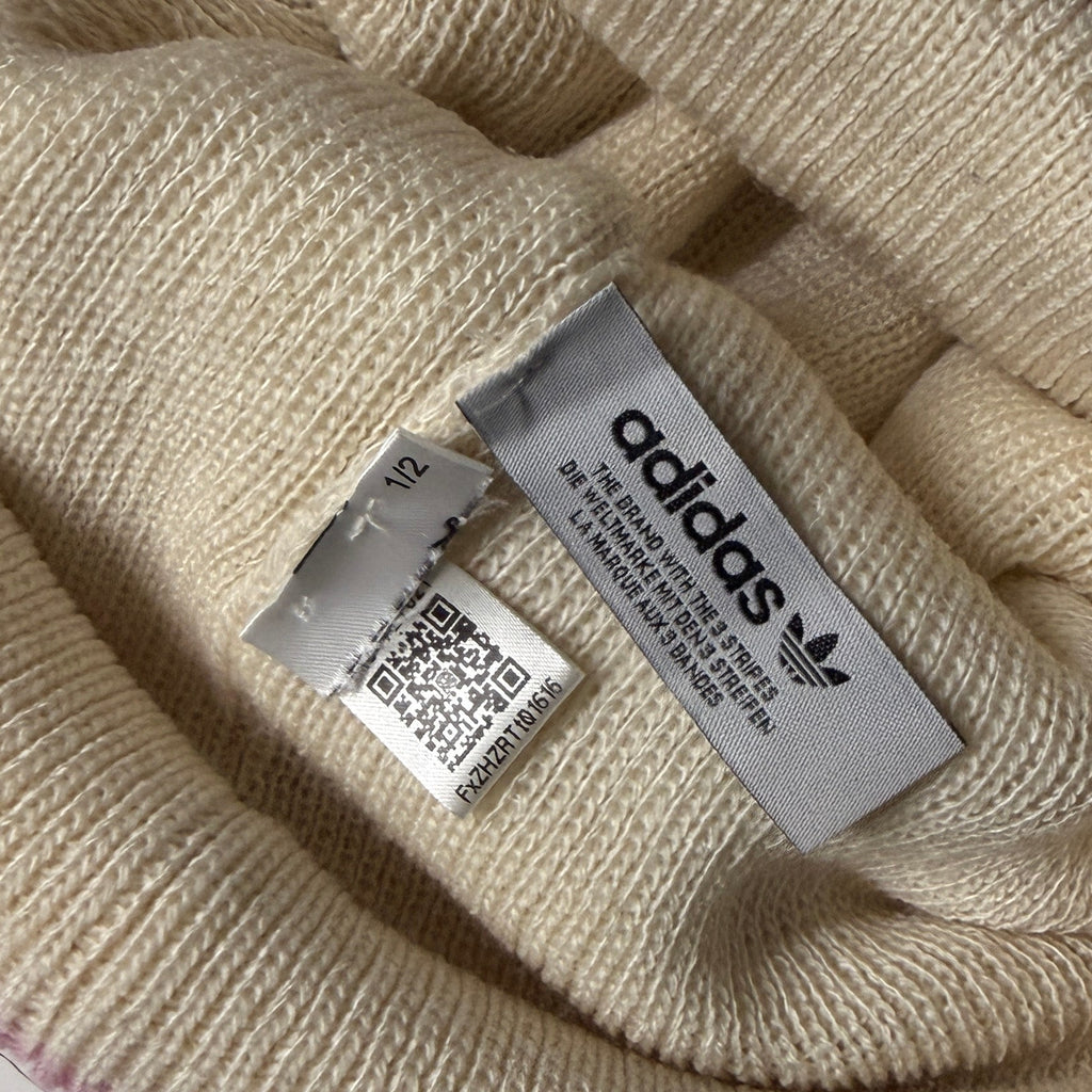 Adidas unisex Cream Ribbed Knit Pom-Pom Beanie SKU 7296