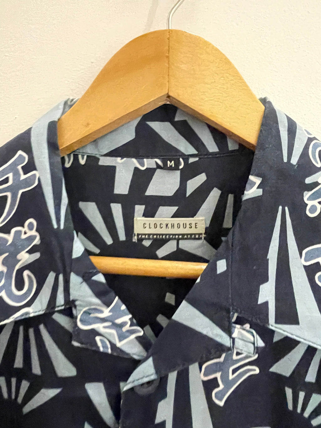Vintage clockhouse blue abstract pattern mens short sleeve shirt