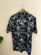 Vintage clockhouse blue abstract pattern mens short sleeve shirt