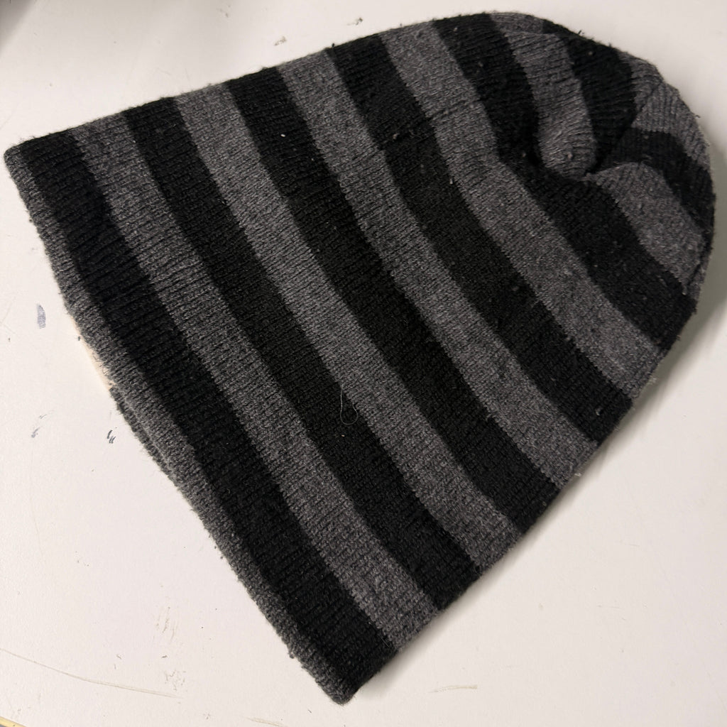 Striped Knit Adventure grey  and black Beanie SKU 7298