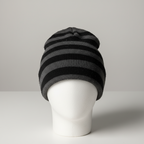 Striped Knit Adventure grey  and black Beanie SKU 7298