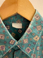 Vintage green abstract pattern mens shirt size M