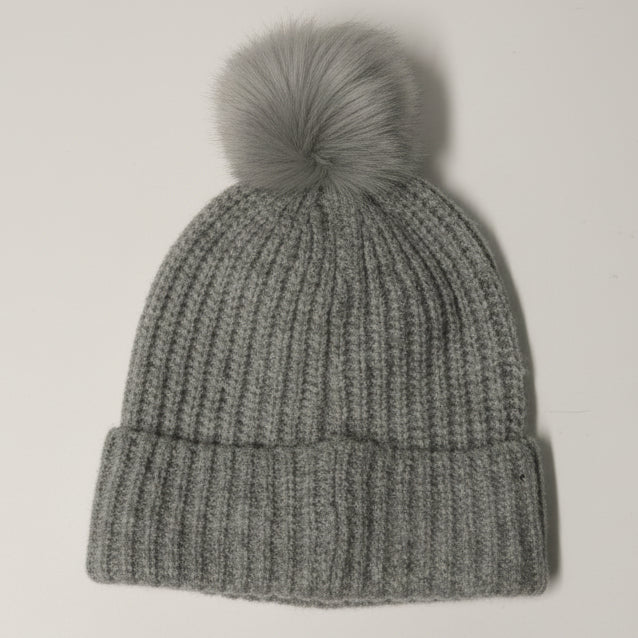 Grey Rib-Knit Beanie SKU 7301