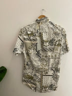 Vintage cream river island abstract pattern mens small short sleeve shirt