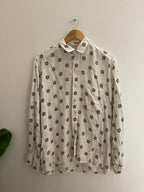 Vintage pacific cream printed pattern mens long sleeve shirt size S