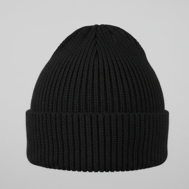 Black Ribbed Knit beanie SKU 7306