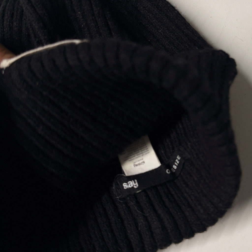 Classic Black Knit Heart Patch Beanie SKU 7319