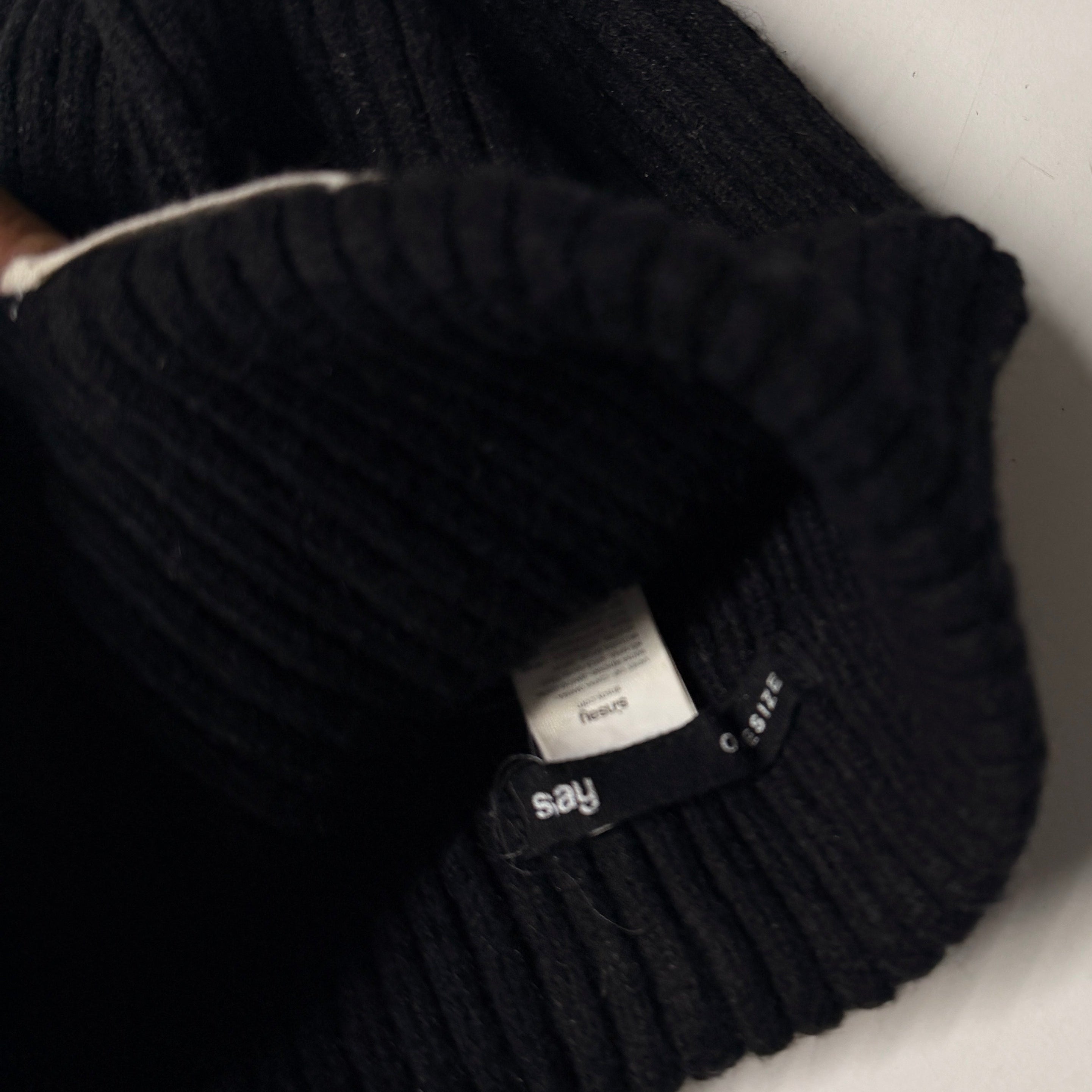 Classic Black Knit Heart Patch Beanie SKU 7319