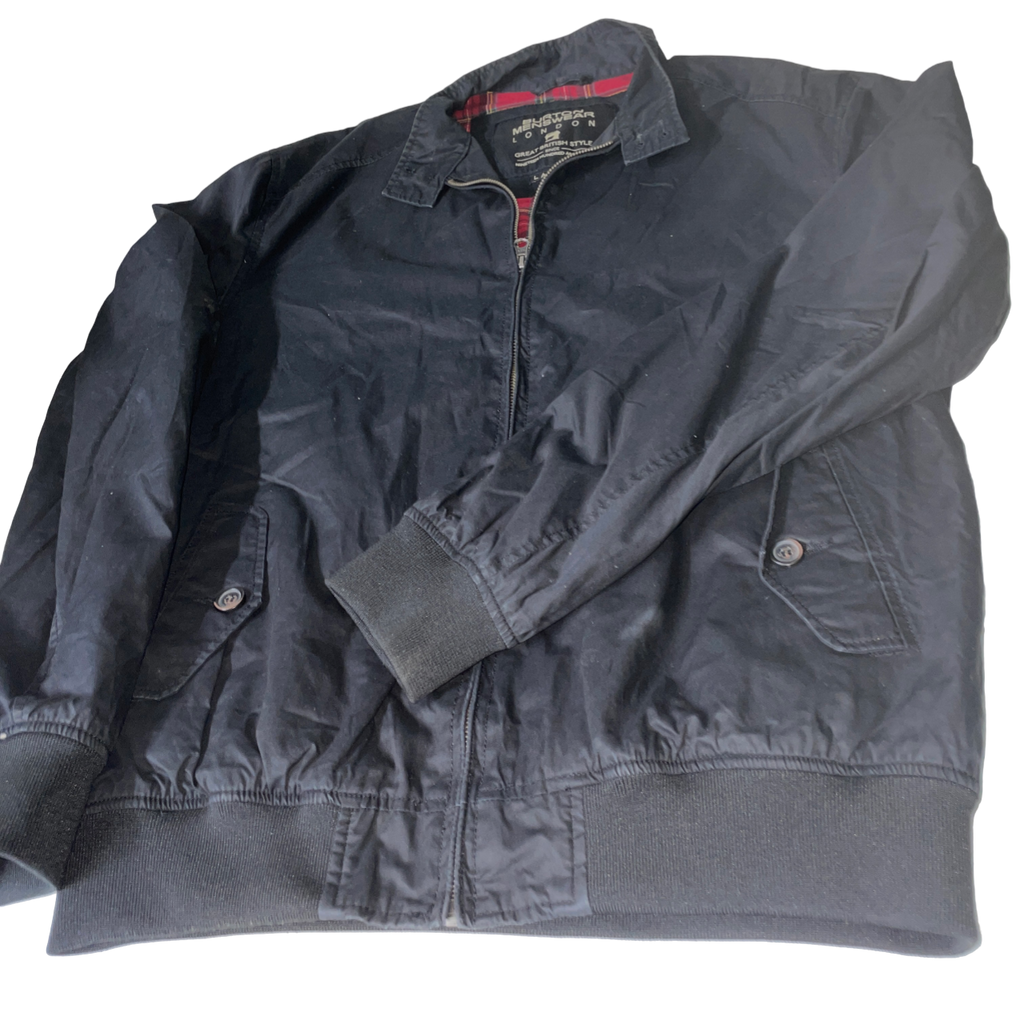 Vintage burton harrington bomber jacket men’s size large blue lined full zip l =30 w =20 sku 6152