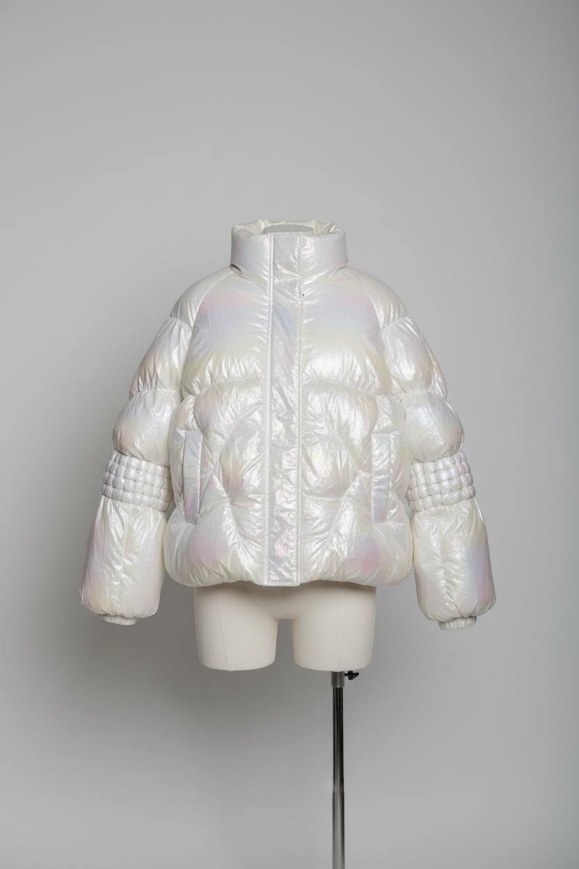 Vintage y2k Reflective white puffer jacket