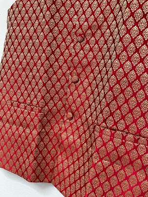 Rubynee Vintage y2k Desi Sarees Men Brocade Printed Asian Wedding Sleeveless Jacket