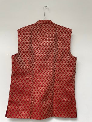 Rubynee Vintage y2k Desi Sarees Men Brocade Printed Asian Wedding Sleeveless Jacket