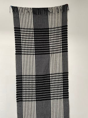 Vintage y2k Black and Grey Checked Design Men's Scarf