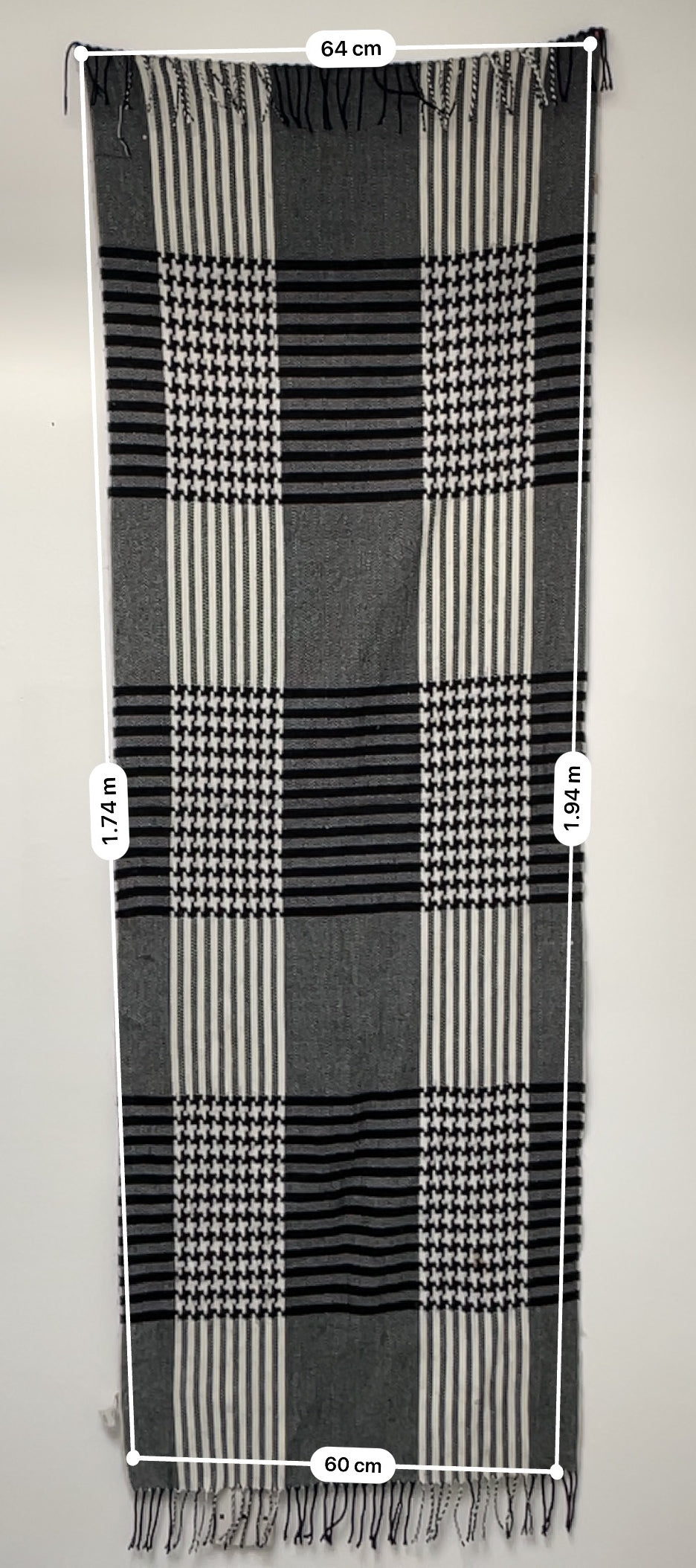 Vintage y2k Black and Grey Checked Design Men's Scarf